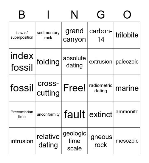 Age of Rocks Bingo Card