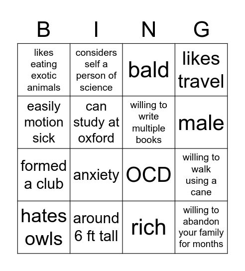 Darwingo Bingo Card