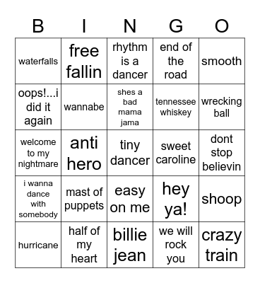 SINGO Bingo Card