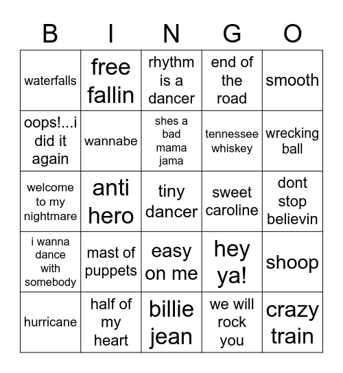 SINGO Bingo Card