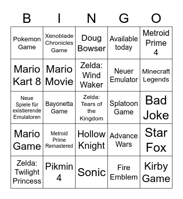 Nintendo Direct | 02.08.23 Bingo Card