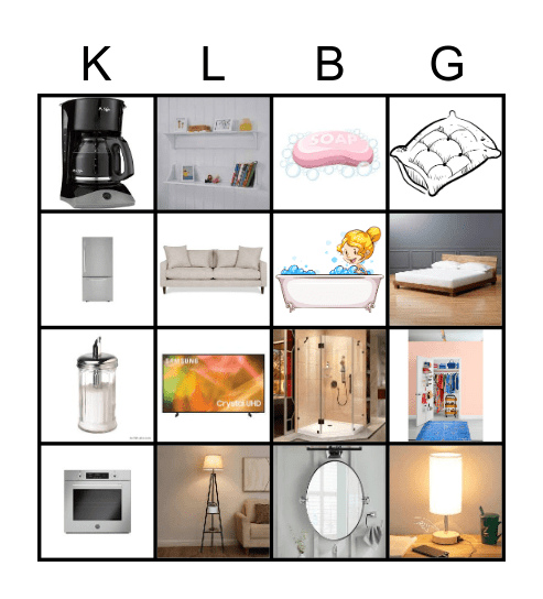 Items in a house -ESL vocabulary Bingo Card