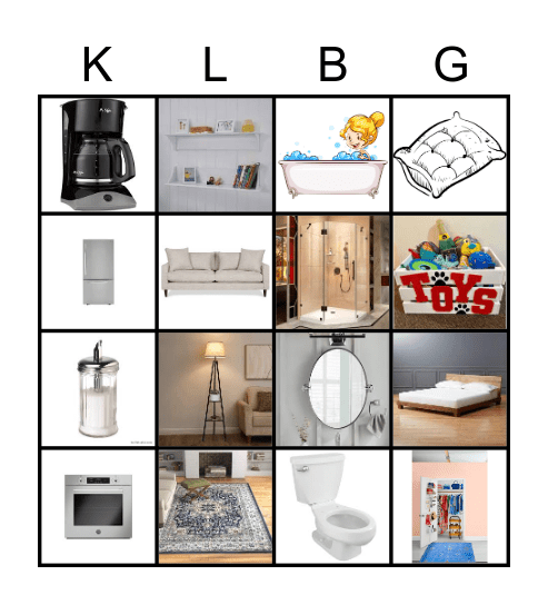 Items in a house -ESL vocabulary Bingo Card