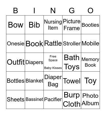 Baby Adeline Gift’s Bingo Card