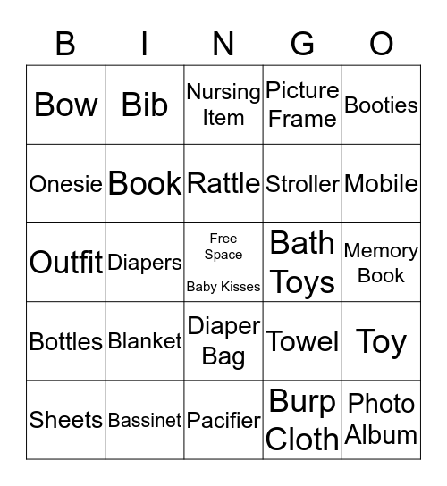 Baby Adeline Gift’s Bingo Card