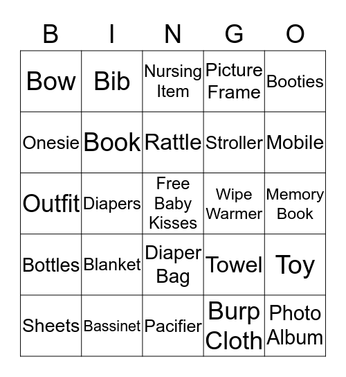 Baby Adeline Gift’s Bingo Card