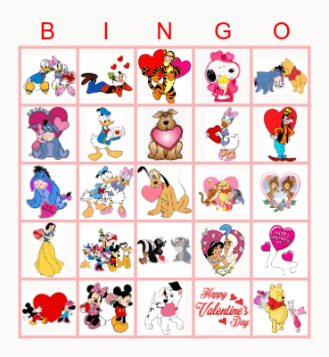 Valentines Day Bingo Card