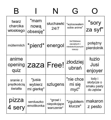 Cumrad bingo Card