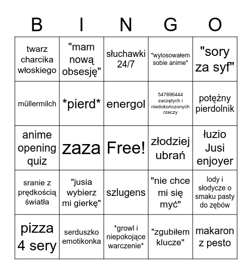 Cumrad bingo Card