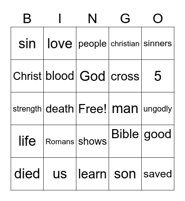 QUIET BAG BINGO Card
