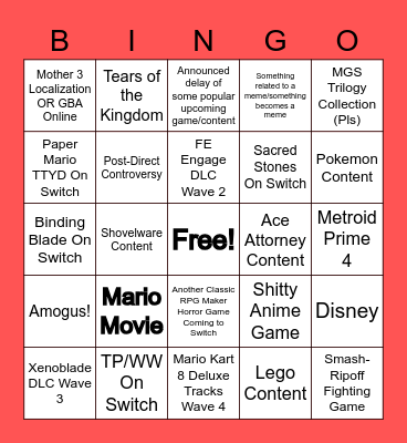 Direct 8/2/22 Bingo Card