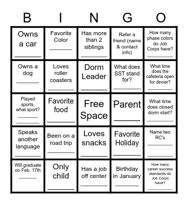 Profile Bingo! Bingo Card