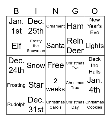 Holiday BINGO Card