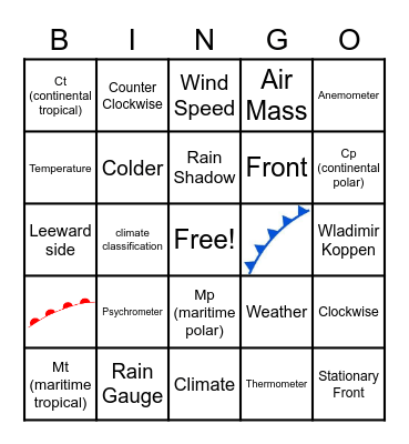 Weather and Climate Bingo Card