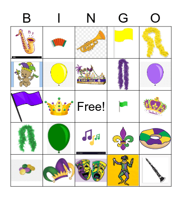 Mardi Gras BINGO Card