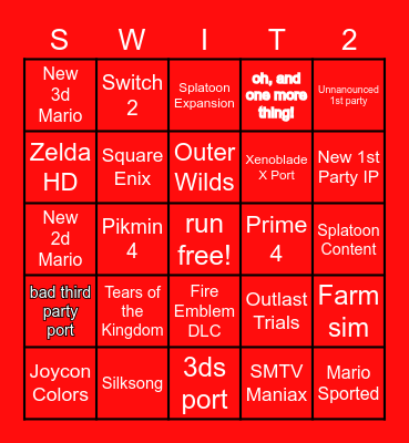 Nintendium Bingo Card