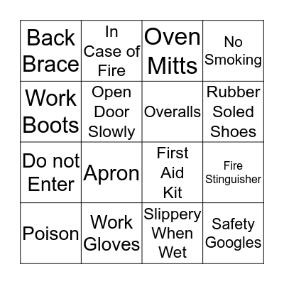 SAFETY Bingo Card