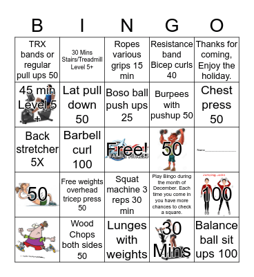TEXAS FAMILY FITNESS  Bingo Card