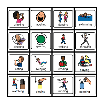 Action Verb Bingo Card