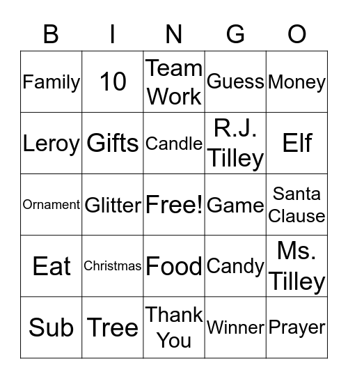 Christmas Bingo Card