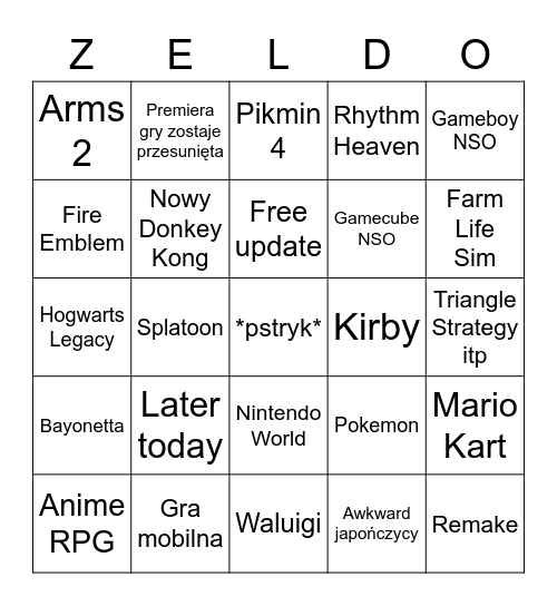 Direct Luty 2023 Bingo Card