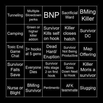 DBD Solo Q Bingo Card