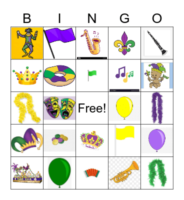 Mardi Gras BINGO Card