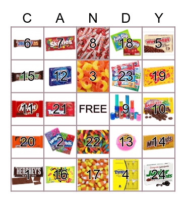 Zoey's Candy Land Bingo Card