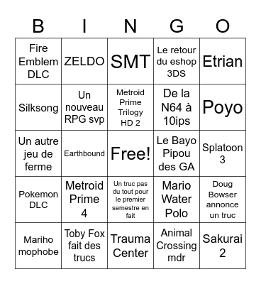 Nintendeux Bingo Card