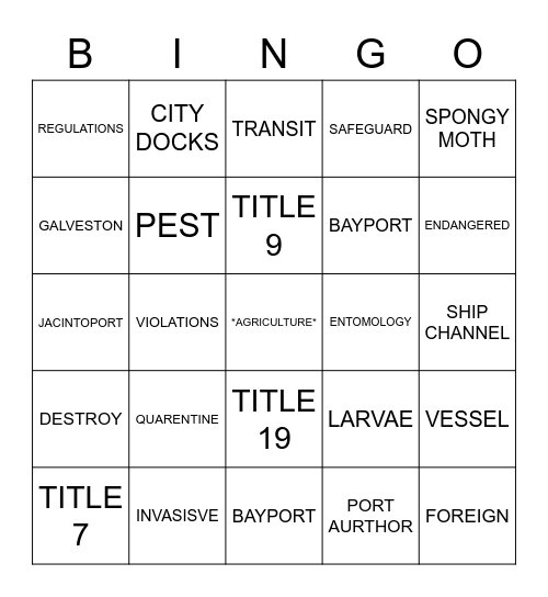 AGRICULTURE SPECIALIST BINGO Card