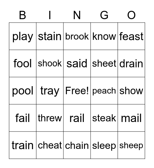 Teamwork (Vowel Teams) Bingo Card