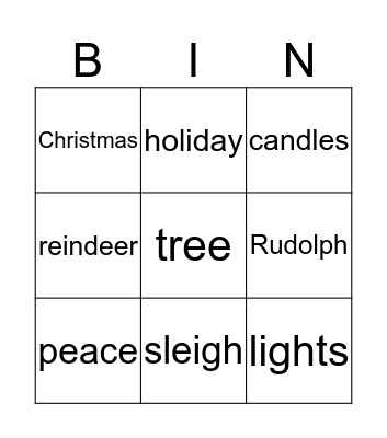 Holiday Bingo Card