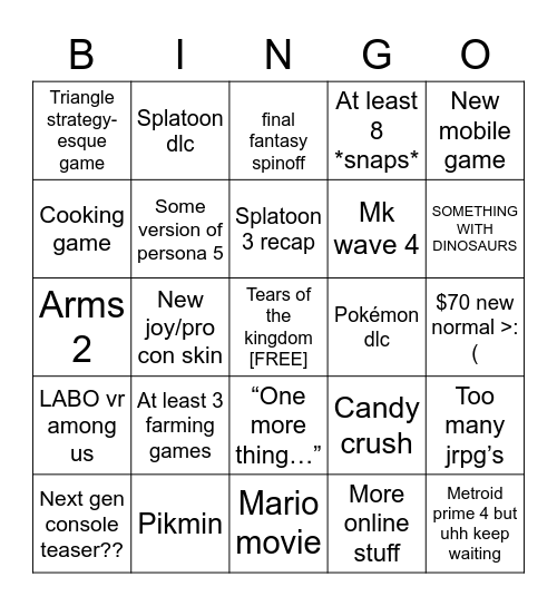 feb 8 direct Bingo Card