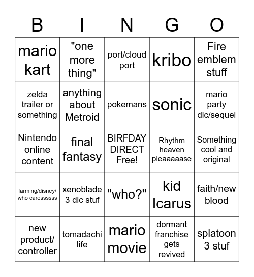 BOOLET DIRECT PREDICTION Bingo Card