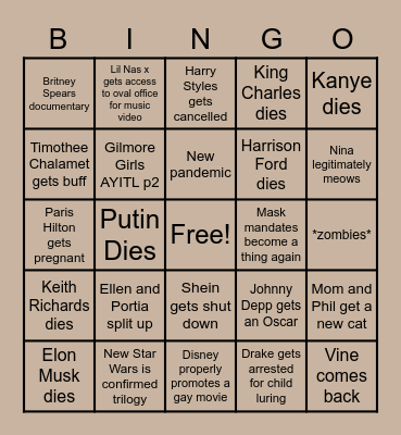 2023 Bingo Card