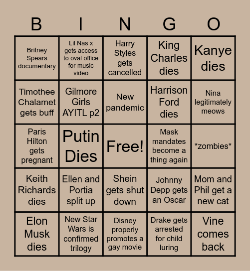 2023 Bingo Card