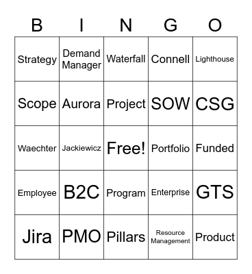 CSG Bingo Card
