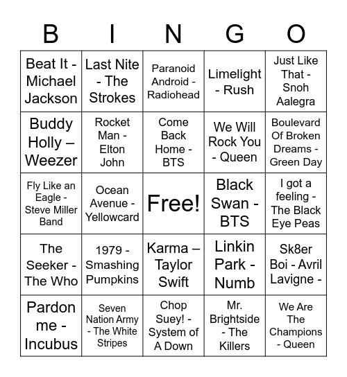 Spring 2023 Music Bingo-1 Bingo Card