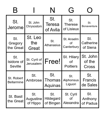 Doctors of the Church Bingo Card