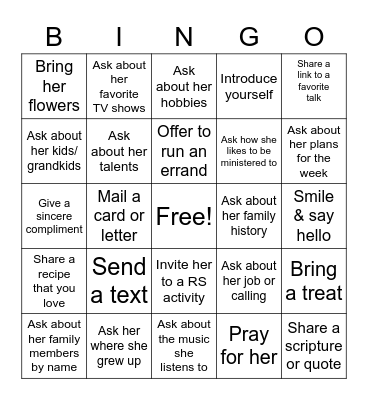 Ministering Bingo! Bingo Card