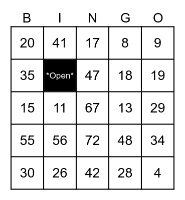Open Bingo Card