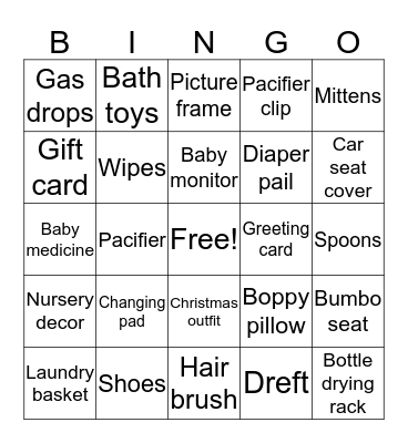 Baby Shower Bingo Card