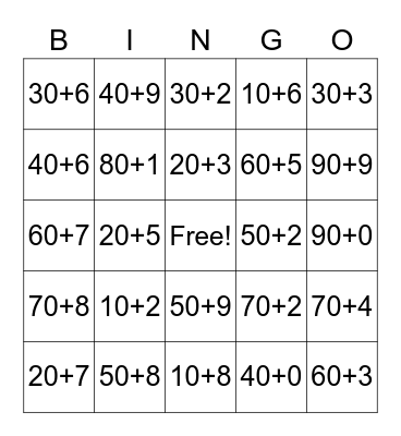 Place Value - Expanded Form Bingo Card