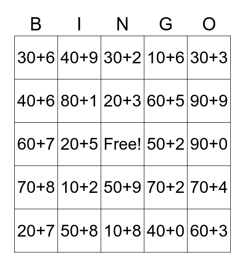 Place Value - Expanded Form Bingo Card