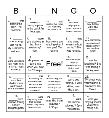 Who/ What/ When/ Where/ Why/ Which Bingo Card