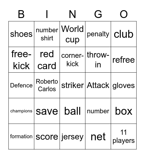 soccer Bingo Card