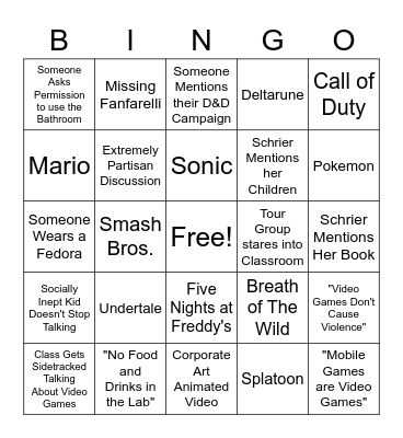 Games & Emerging Media Bingo Card