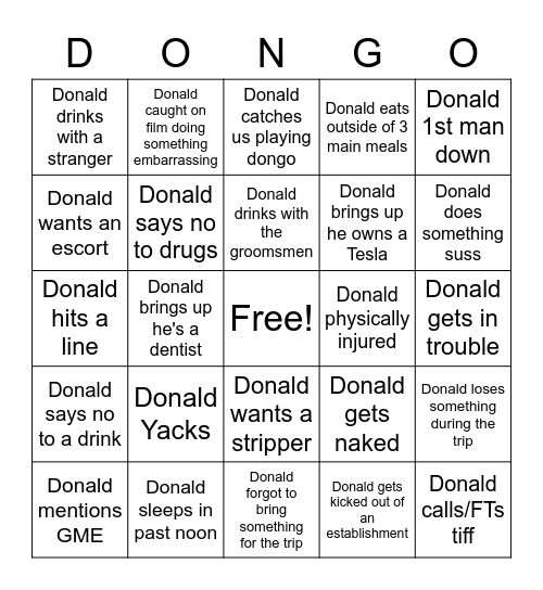 DONGO Bingo Card