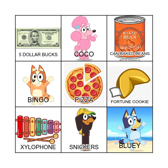 BLUEY'S SEEK AND FIND Bingo Card