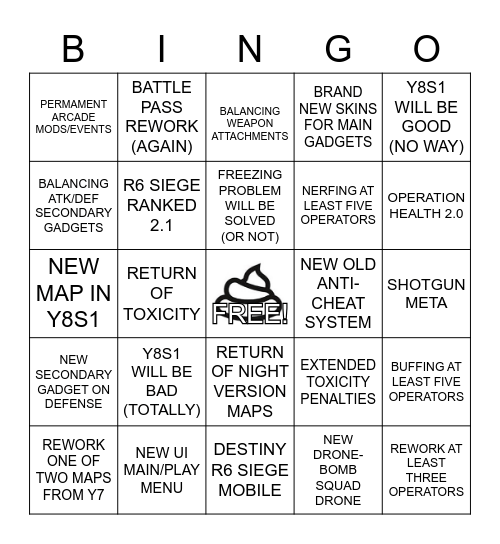 R6 SIEGE Y8S1 BINGOBAKER CARD Bingo Card